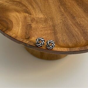 4/$15 Burnished Vintage Knotted Silver Earrings Studs